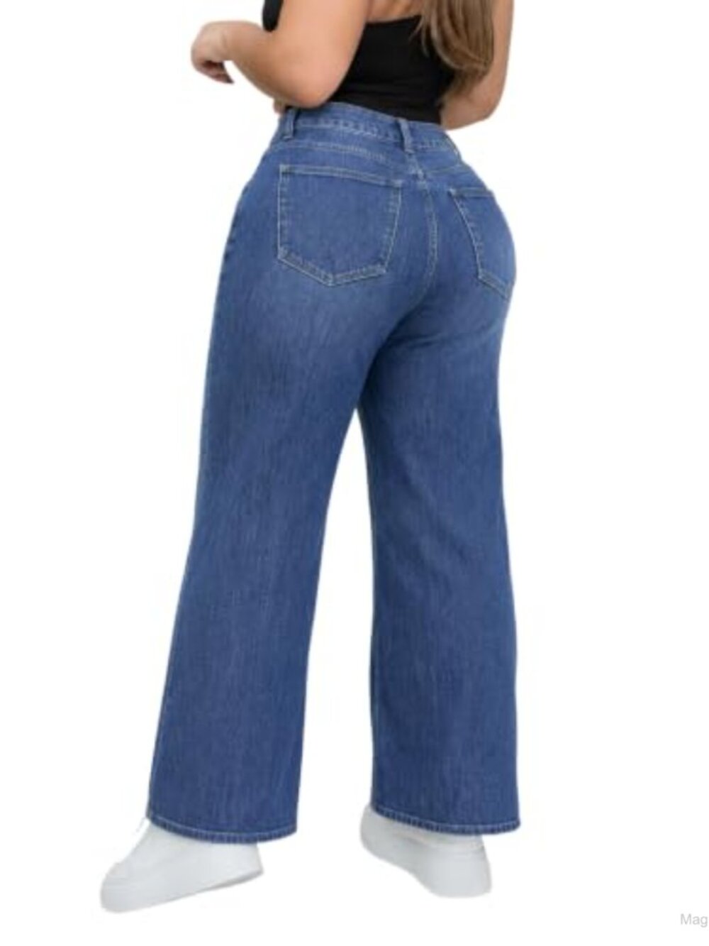 Plus Size Wide Leg High Rise Pintuck Jeans with Rope Belt